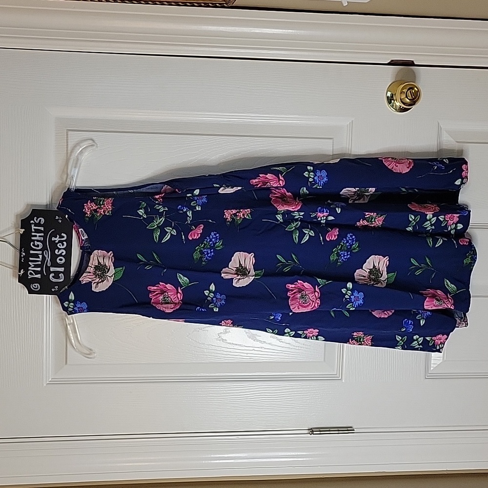 Old Navy Medium Tunic Sleeveless Floral Navy Pink Blue Green
